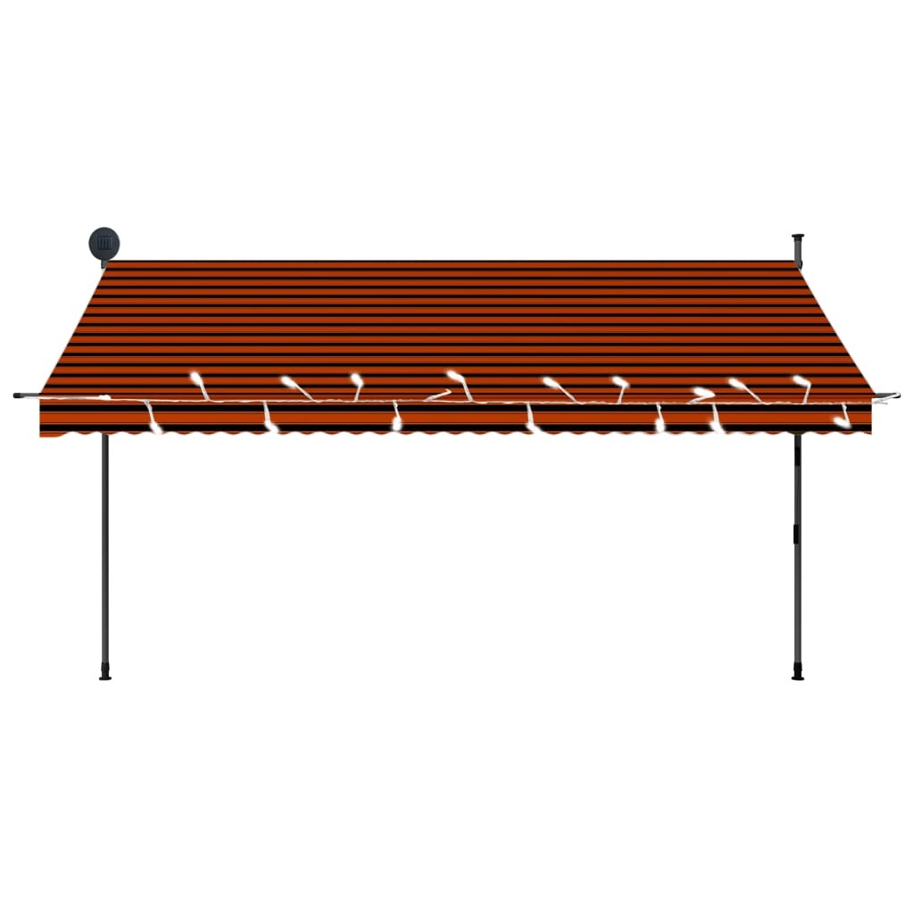 vidaXL Manual Retractable Awning with LED 137.8" Orange and Brown