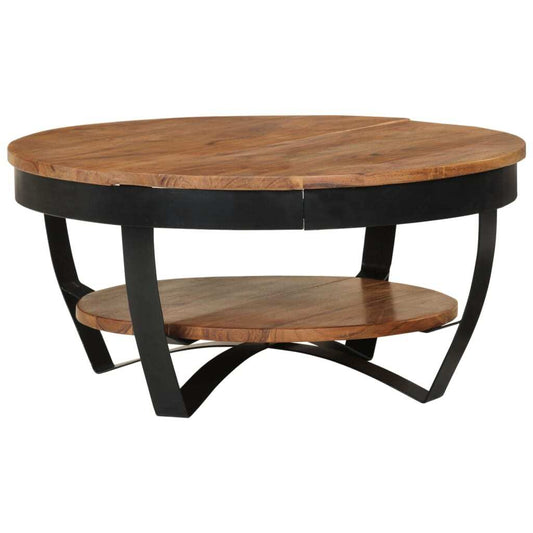 vidaXL Coffee Table 25.6"x25.6"x12.6" Solid Acacia Wood