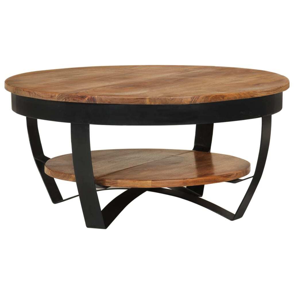 vidaXL Coffee Table 25.6"x25.6"x12.6" Solid Acacia Wood