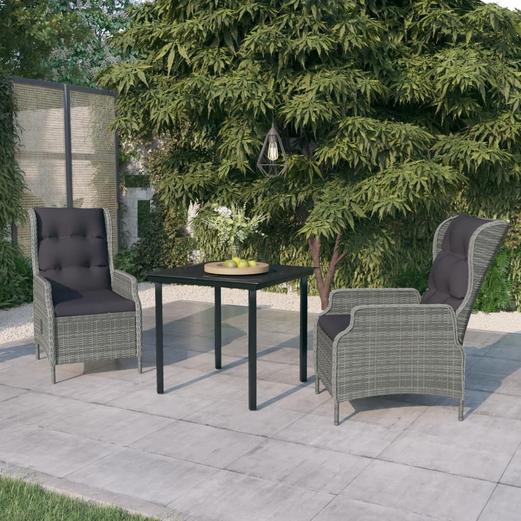 vidaXL 3 Piece Patio Dining Set Light Gray