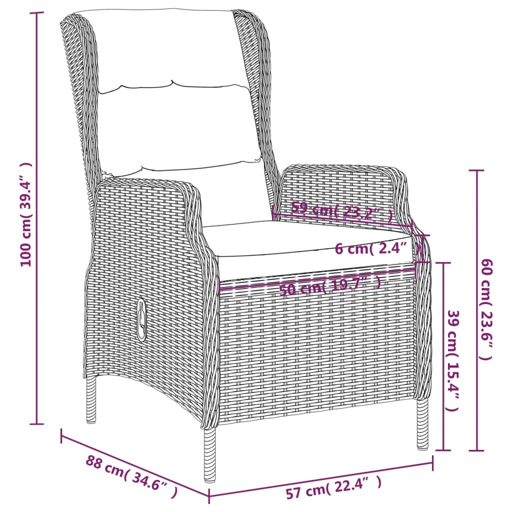 vidaXL 3 Piece Patio Dining Set Light Gray