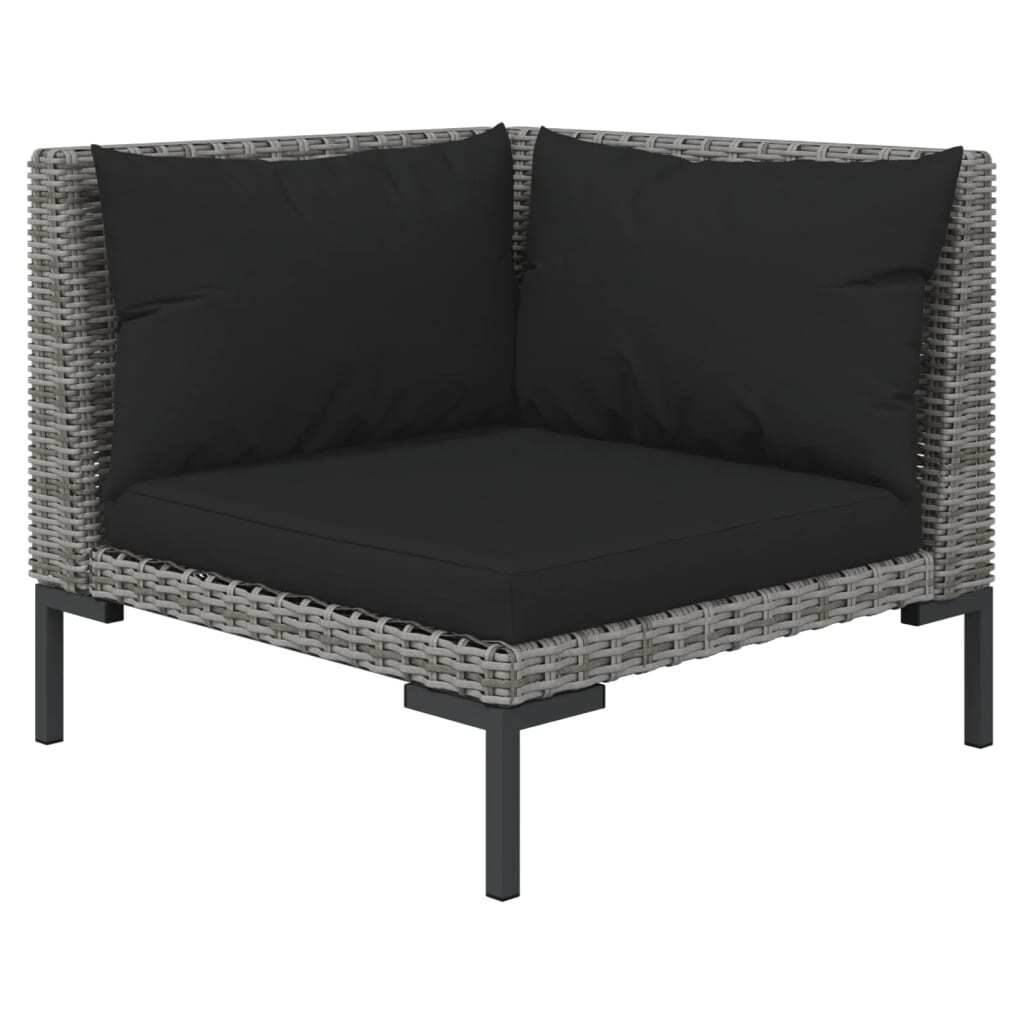 vidaXL 10 Piece Patio Lounge Set with Cushions Poly Rattan Dark Gray