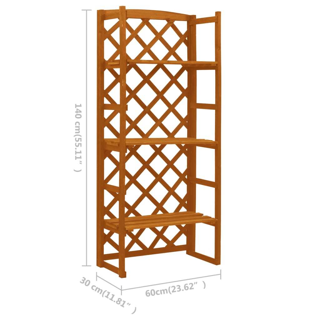 vidaXL Plant Stand with Trellis Orange 23.6"x11.8"x55.1" Solid Firwood