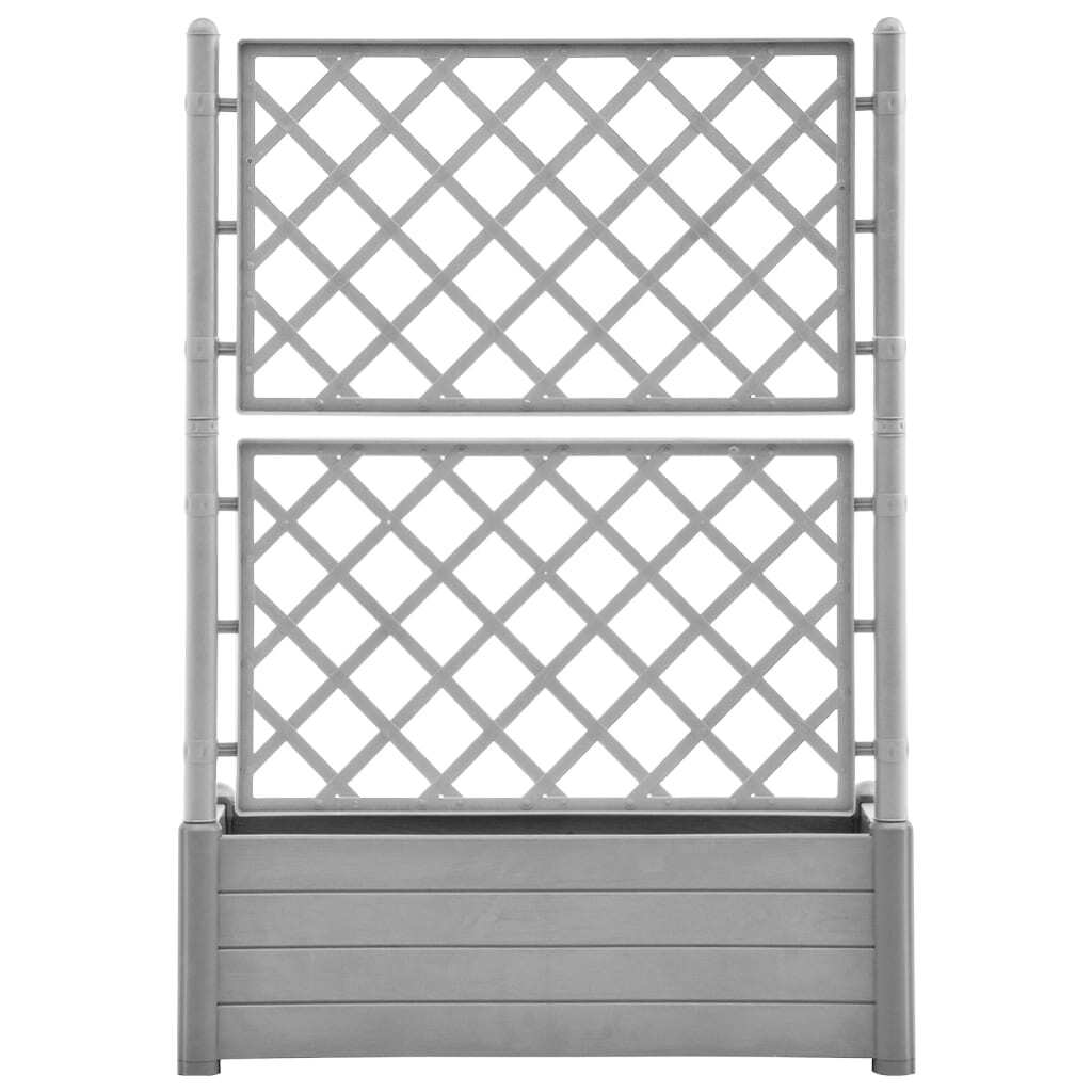 vidaXL Garden Planter with Trellis 39.4"x16.9"x55.9" PP Stone Gray