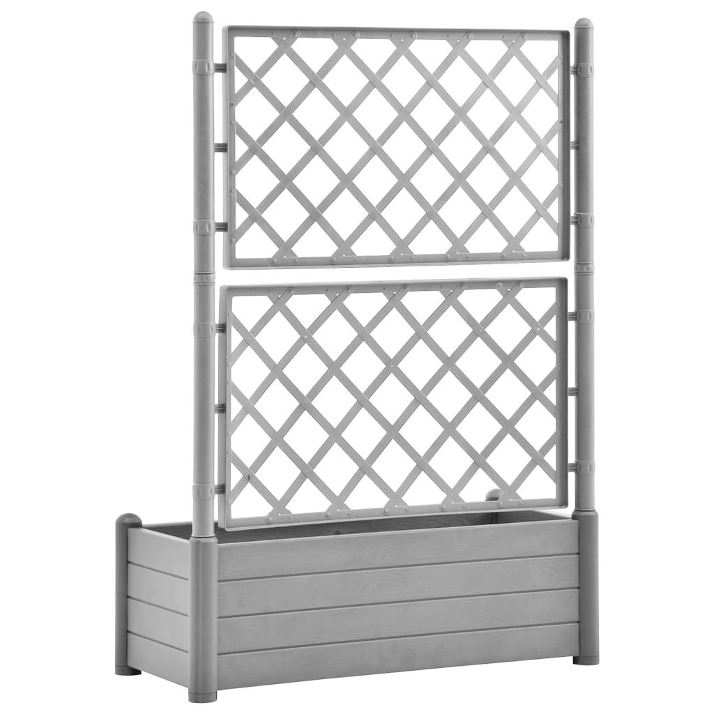 vidaXL Garden Planter with Trellis 39.4"x16.9"x55.9" PP Stone Gray