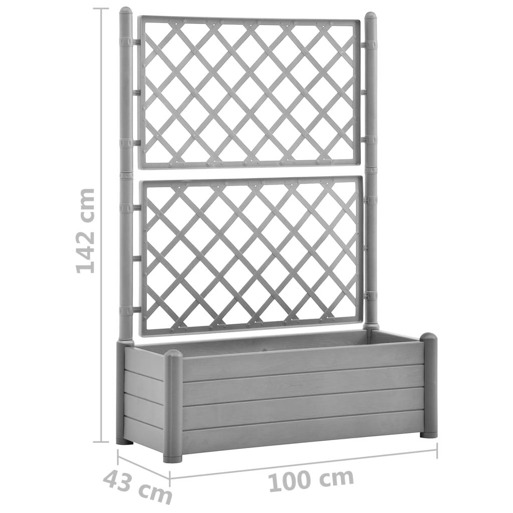 vidaXL Garden Planter with Trellis 39.4"x16.9"x55.9" PP Stone Gray