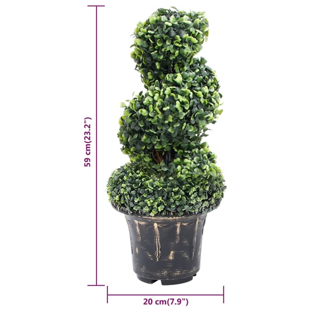 vidaXL Artificial Boxwood Spiral Plant with Pot Green 23.2"