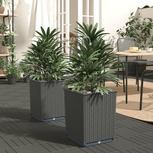 vidaXL Planters 2 pcs Black 11.8"x11.8"x14.6" Polypropylene