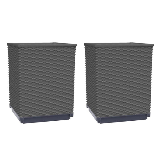 vidaXL Planters 2 pcs Black 11.8"x11.8"x14.6" Polypropylene