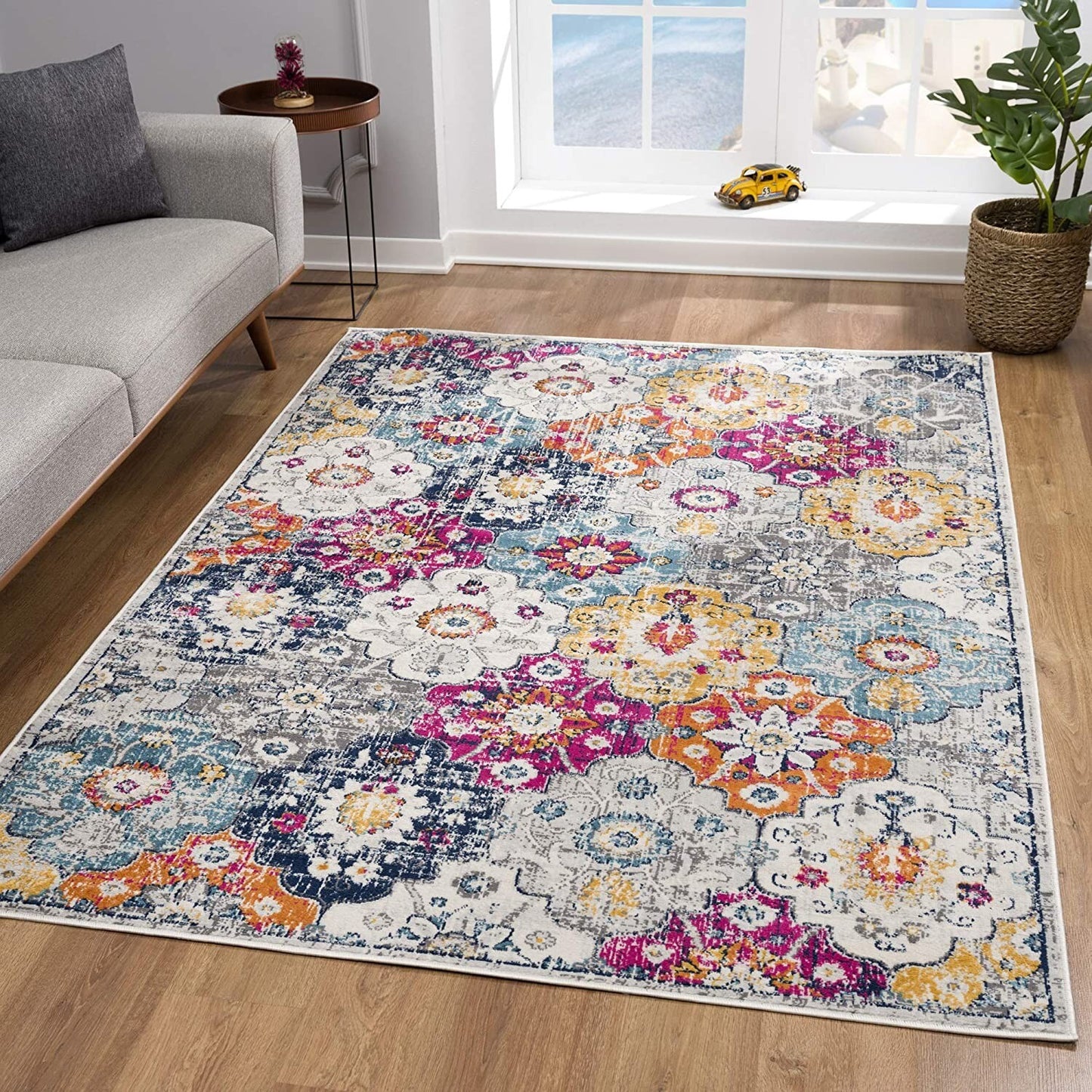 4' X 6' Rust Floral Dhurrie Area Rug