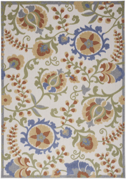 4' X 6' Blue And Yellow Floral Power Loom Area Rug