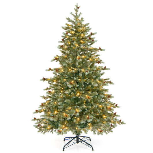 6/7/8 Feet Christmas Tree with Warm White LED Lights and Pine Cones-6 ft - Color: Green - Size: 6 ft