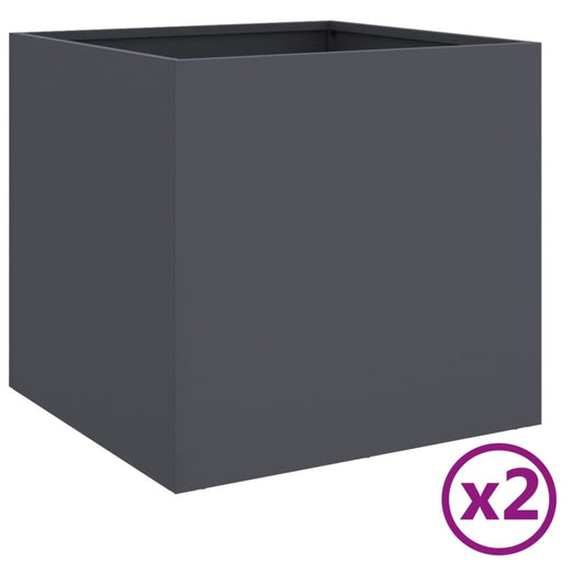 Planters 2 pcs Anthracite 16.5"x15.7"x15.4" Cold-rolled Steel