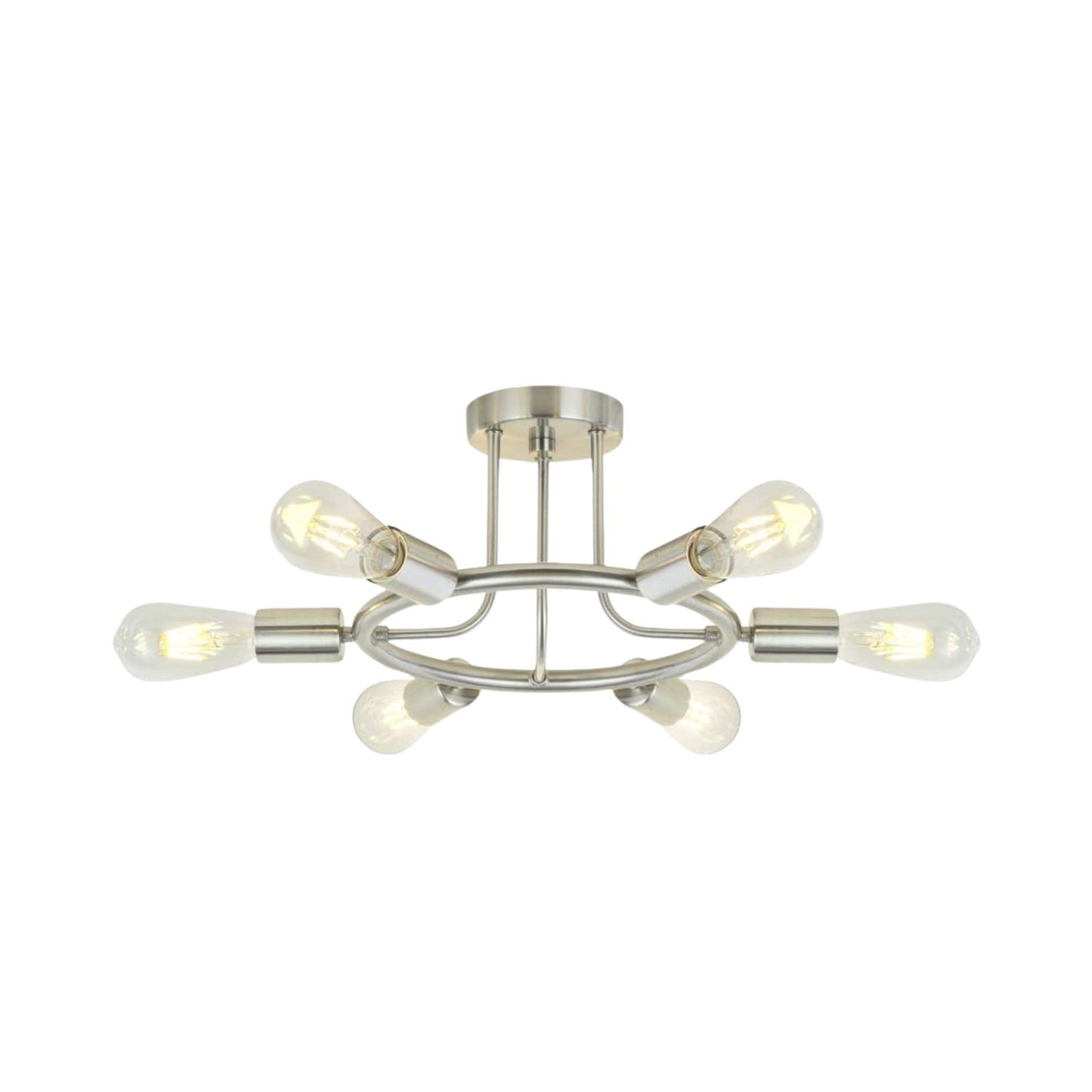 6 Light Modern Sputnik Lights Semi Flush Mount Ceiling Light Brushed Nickel Finished