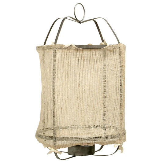 Burlap Lantern - 14in X 14in X 39in Metal Frame Pendant Candle Holder