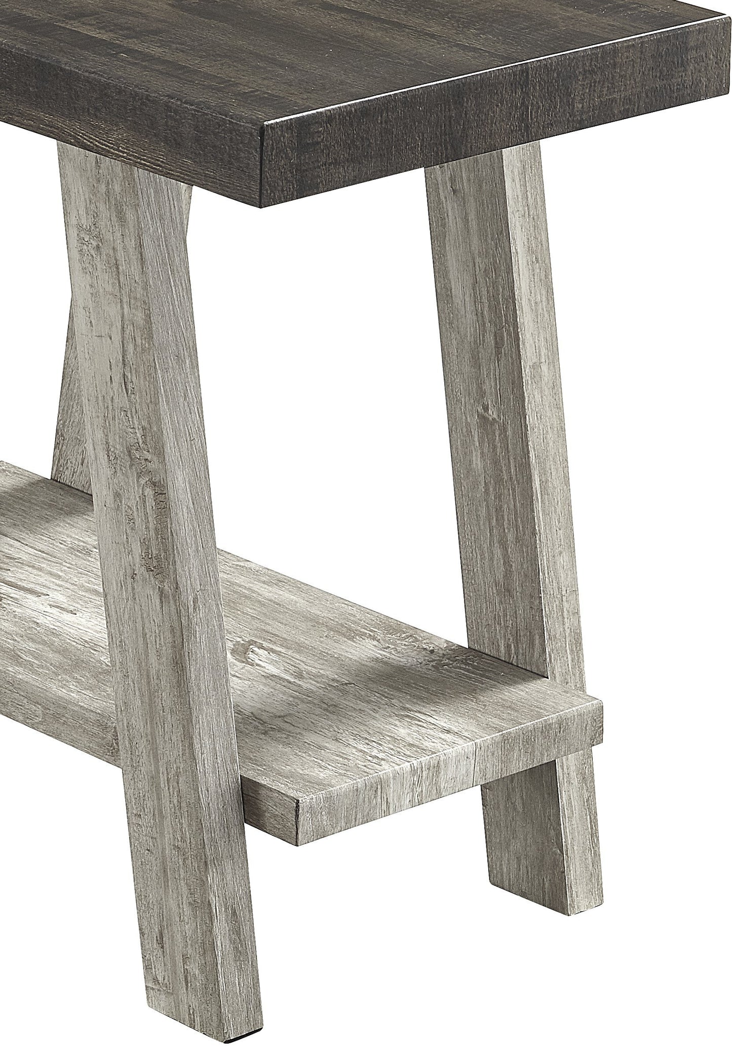 Athens Contemporary Two-Tone Wood Shelf Side Table in Weathered Walnut and Gray