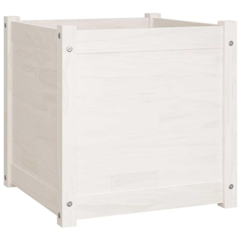 Garden Planter White 19.7"x19.7"x19.7" Solid Wood Pine