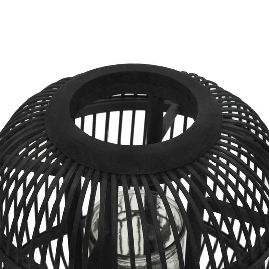 Freestanding Candle Lantern Holder Bamboo Black