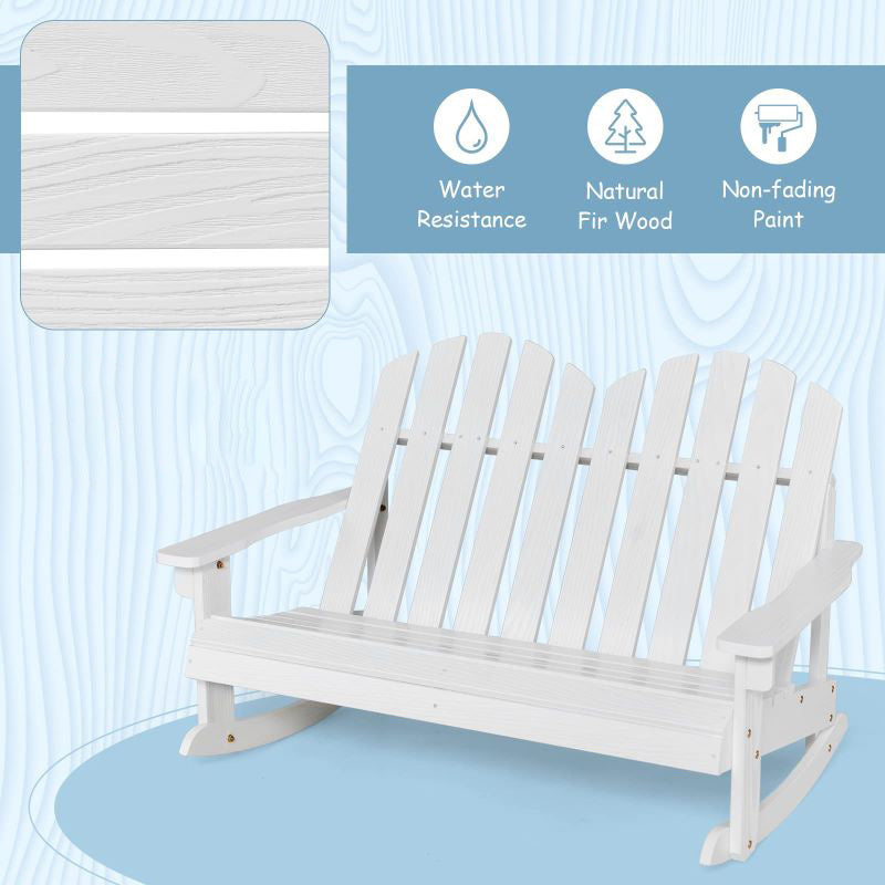 Outdoor Garden Double-Seat Adirondack Chair W/High Backrest