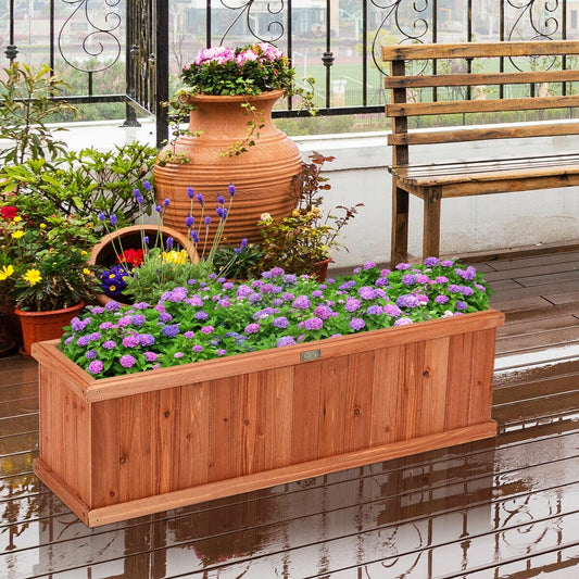 Wooden Decorative Planter Box for Garden Yard and Window  - Color: Brown