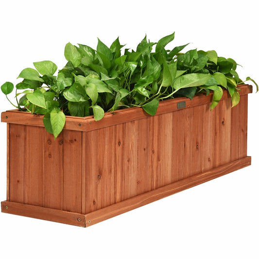 Wooden Decorative Planter Box for Garden Yard and Window  - Color: Brown