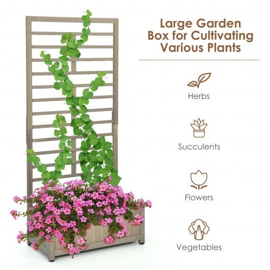 Raised Garden Bed with Trellis for Climbing Plants - Color: Gray