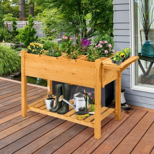 Elevated Planter Box Kit with 8 Grids and Folding Tabletop