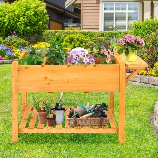 Elevated Planter Box Kit with 8 Grids and Folding Tabletop