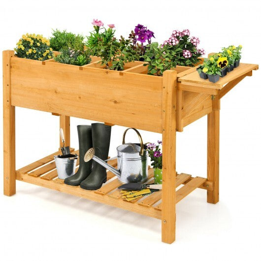 Elevated Planter Box Kit with 8 Grids and Folding Tabletop