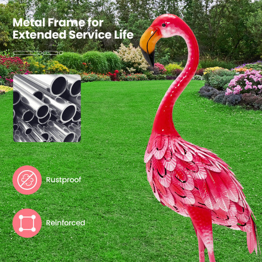 2-Piece Flamingo Garden Statue Set - Color: Red