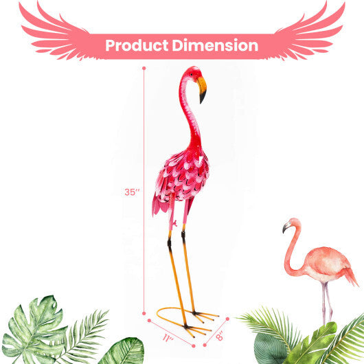 2-Piece Flamingo Garden Statue Set - Color: Red