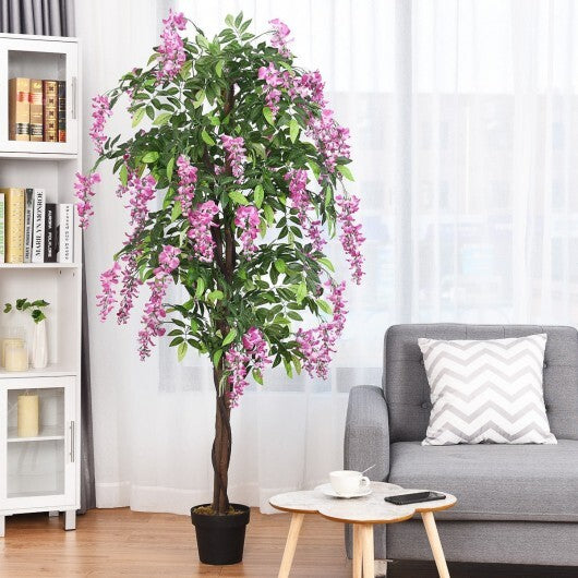 6-Feet Artificial Wisteria Silk Indoor-Outdoor Tree  - Color: Green