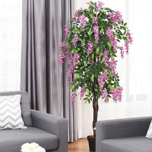 6-Feet Artificial Wisteria Silk Indoor-Outdoor Tree  - Color: Green