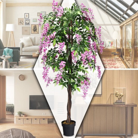 6-Feet Artificial Wisteria Silk Indoor-Outdoor Tree  - Color: Green