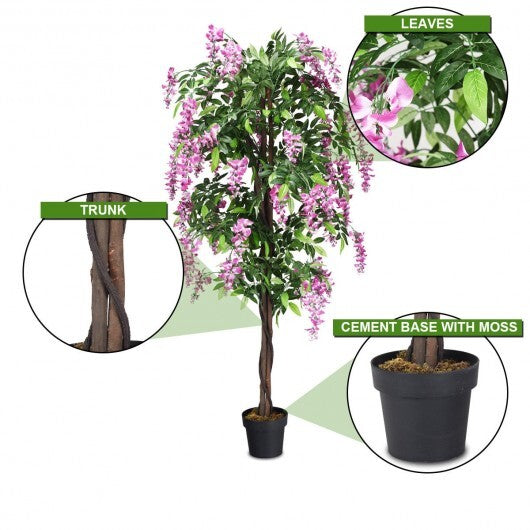 6-Feet Artificial Wisteria Silk Indoor-Outdoor Tree  - Color: Green