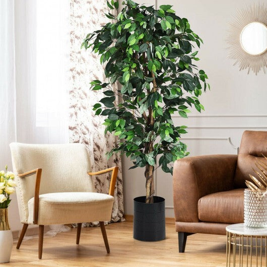 6 Feet Artificial Ficus Silk Tree - Color: Green