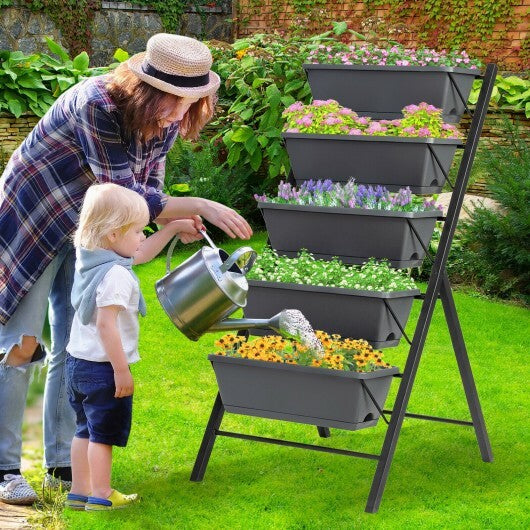 5-Tier Raised Garden Bed with Water Drainage for Flowers Vegetables