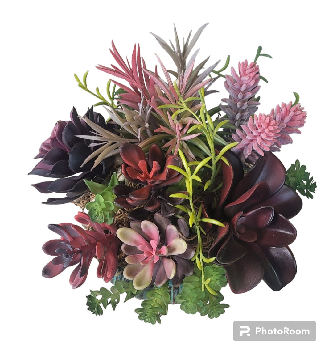 Faux Succulent Arrangement in Ceramic Container