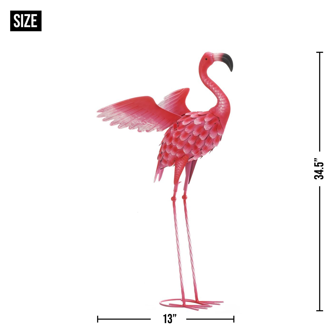 Flying Flamingo Metal Garden Decor - 34 inches