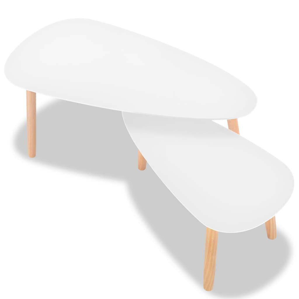 vidaXL Coffee Table Set 2 Pieces Solid Pinewood White