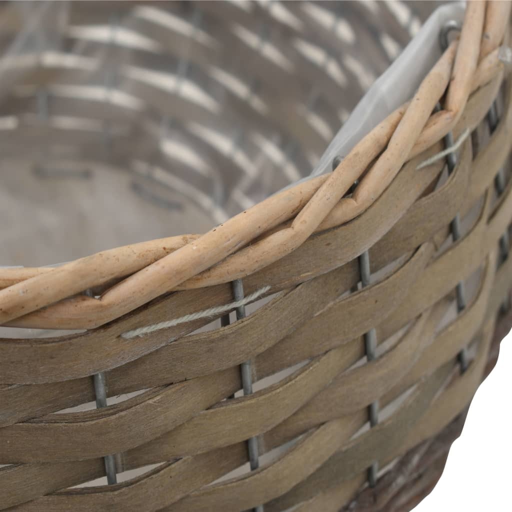 vidaXL Planter 3 pcs Wicker with PE Lining