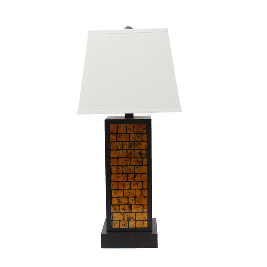 13 x 15 x 30.75 Black Metal with Yellow Brick Pattern - Table Lamp