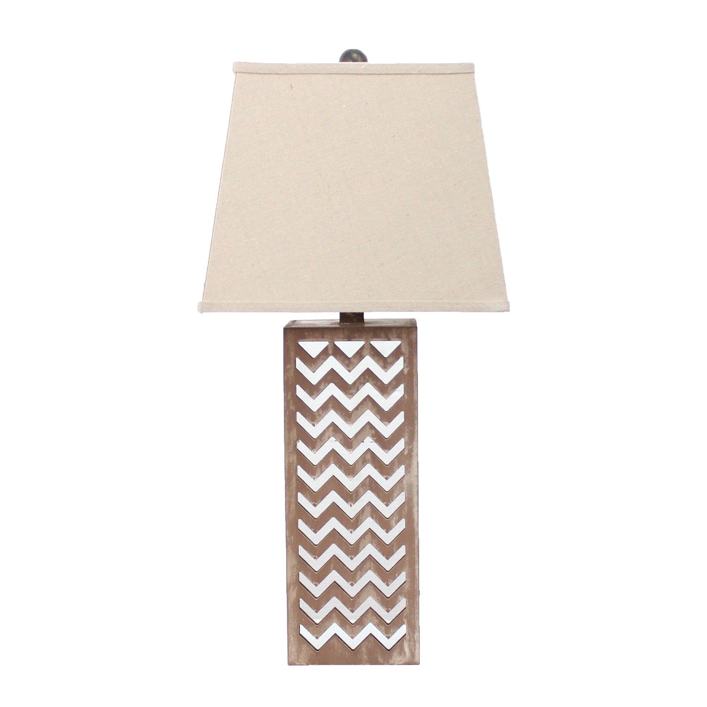 6 x 6 x 27.5 Tan Metal Mirror - Table Lamp