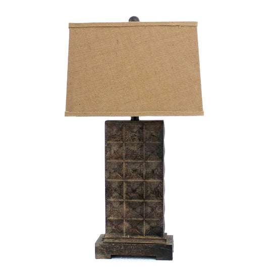 4.75 x 9.5 x 29.5 Brown Vintage with Metal Pedestal - table lamp