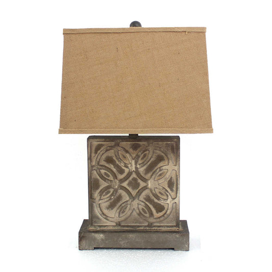 4.75 x 11.75 x 24.75 Brown Vintage with Khaki Linen Shade - Table Lamp