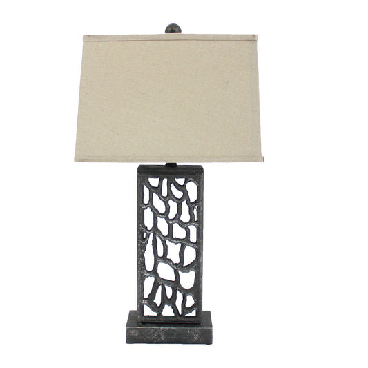 5 x 8 x 28.75 Silver Metal with Multi Mini Grotto Pattern - Table Lamp