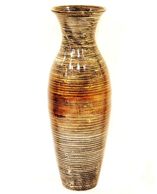 30" Golden Brown Spun Bamboo Accent Floor Vase