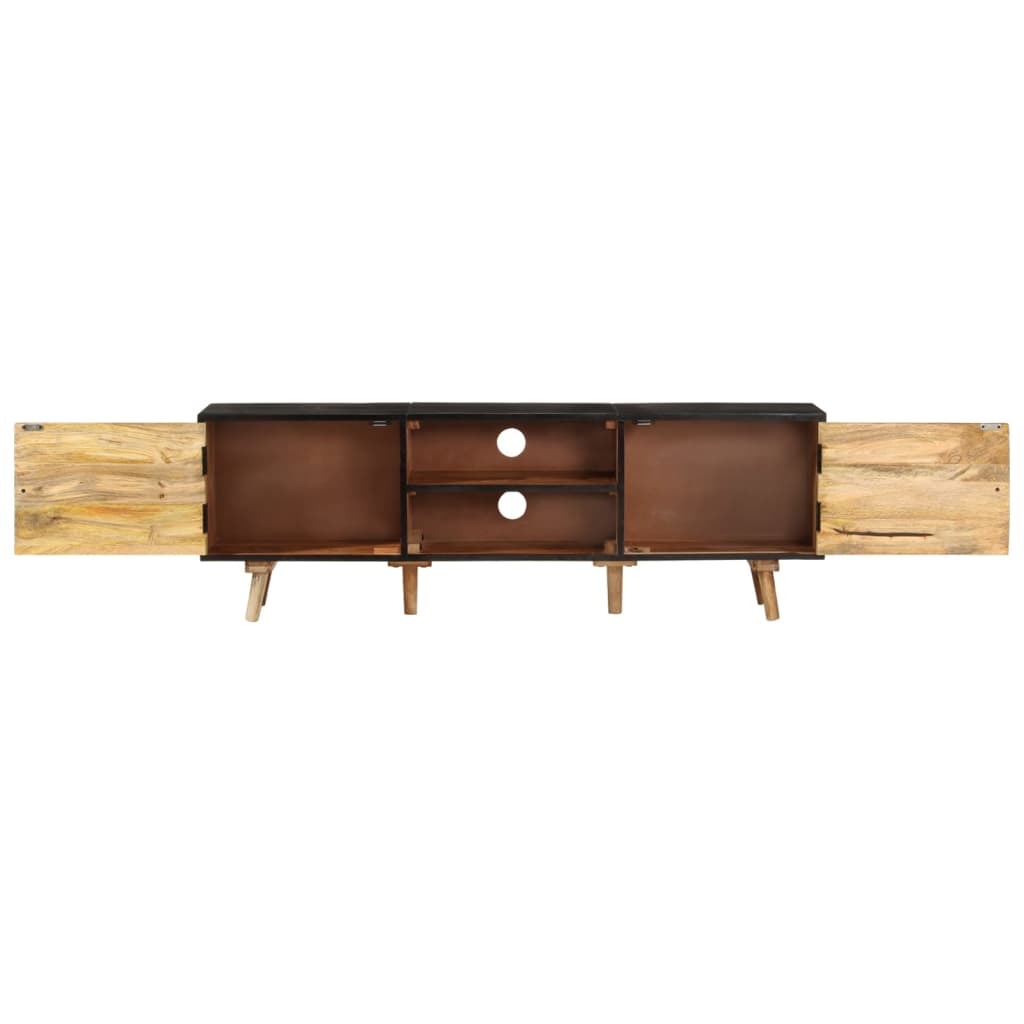 vidaXL TV Stand 55.1"x11.8"x18.1" Rough Mango Wood and Solid Wood Acacia