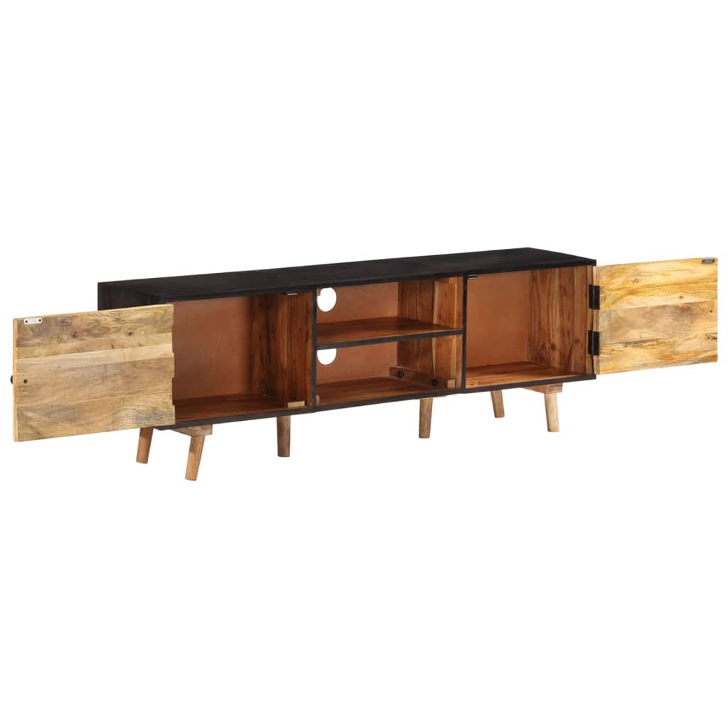 vidaXL TV Stand 55.1"x11.8"x18.1" Rough Mango Wood and Solid Wood Acacia