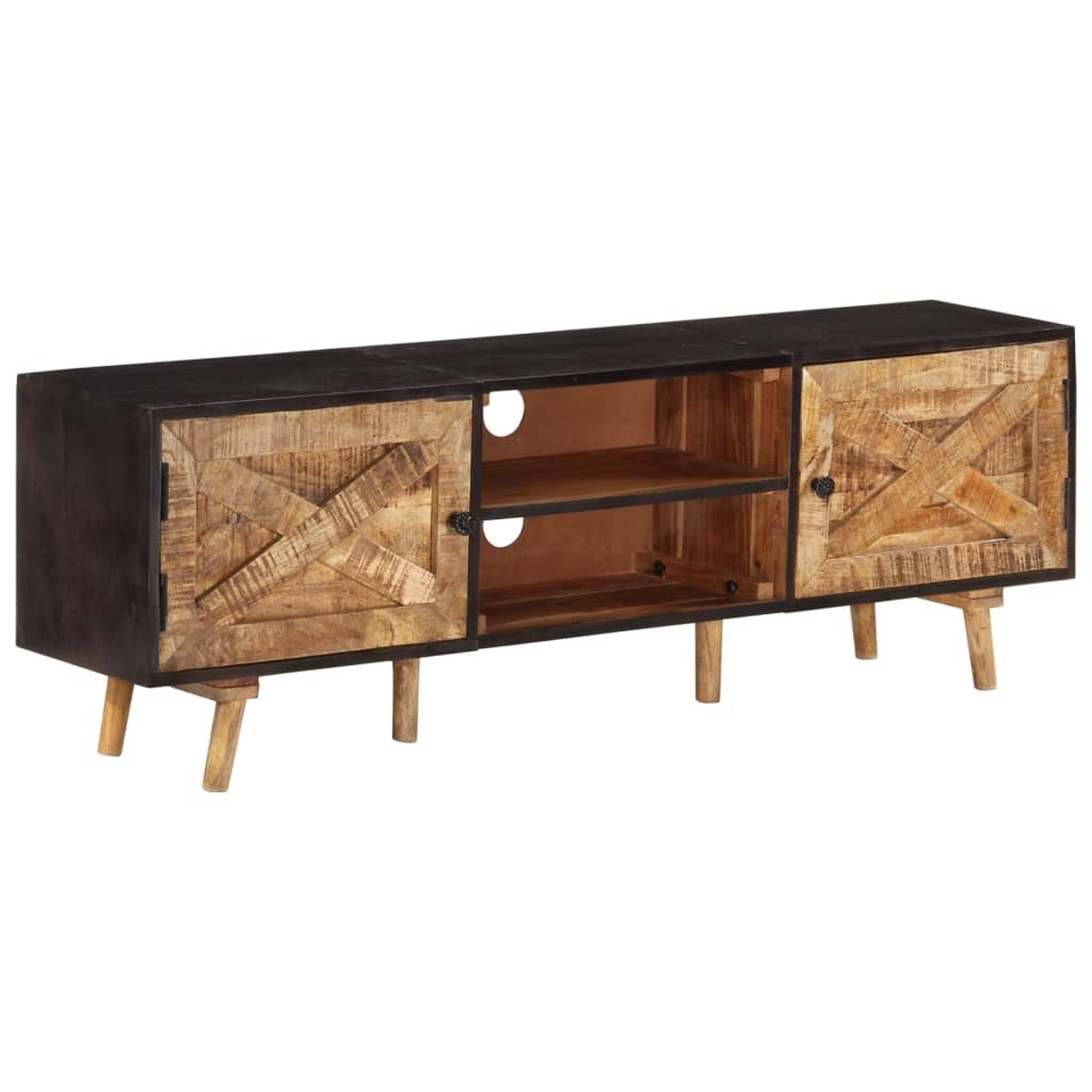 vidaXL TV Stand 55.1"x11.8"x18.1" Rough Mango Wood and Solid Wood Acacia